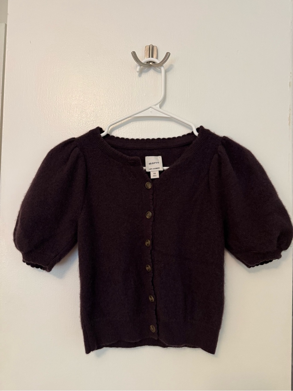 Anthropologie Maeve Puff-Sleeve Cashmere Cardigan Sweater